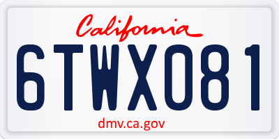 CA license plate 6TWX081