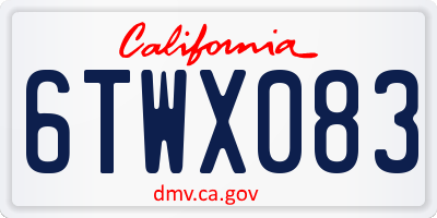 CA license plate 6TWX083