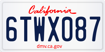 CA license plate 6TWX087