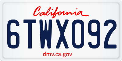 CA license plate 6TWX092