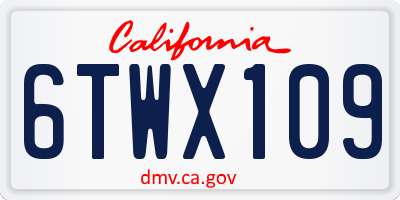 CA license plate 6TWX109