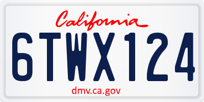 CA license plate 6TWX124