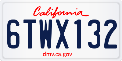 CA license plate 6TWX132