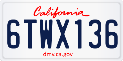 CA license plate 6TWX136