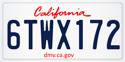 CA license plate 6TWX172