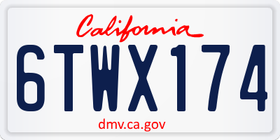 CA license plate 6TWX174