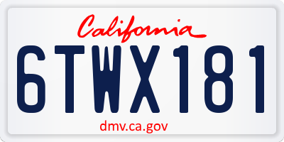 CA license plate 6TWX181
