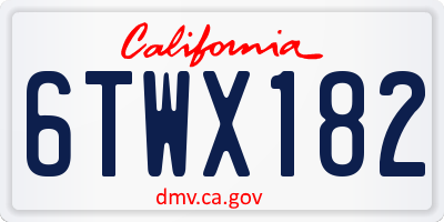 CA license plate 6TWX182