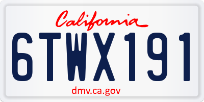 CA license plate 6TWX191