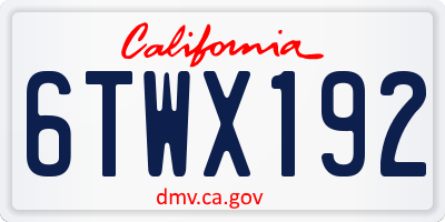 CA license plate 6TWX192