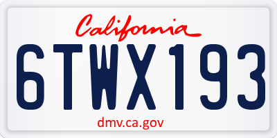 CA license plate 6TWX193