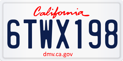 CA license plate 6TWX198