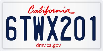 CA license plate 6TWX201