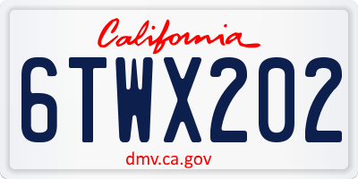 CA license plate 6TWX202