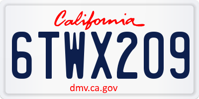 CA license plate 6TWX209