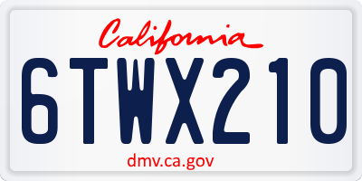 CA license plate 6TWX210