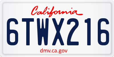 CA license plate 6TWX216