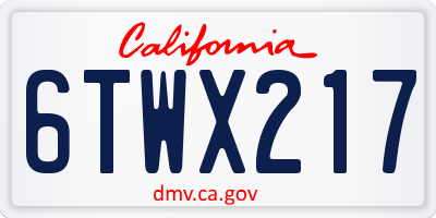 CA license plate 6TWX217