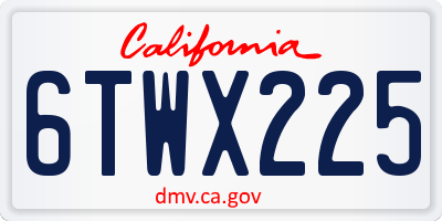 CA license plate 6TWX225