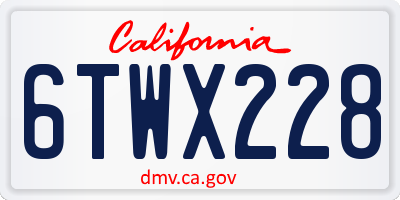 CA license plate 6TWX228