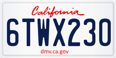 CA license plate 6TWX230