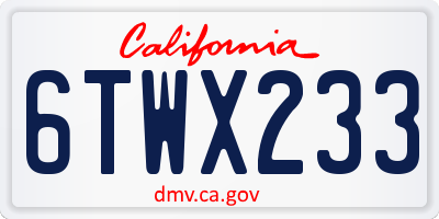 CA license plate 6TWX233