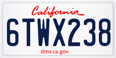 CA license plate 6TWX238