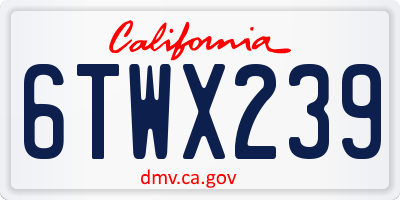 CA license plate 6TWX239