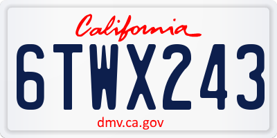 CA license plate 6TWX243