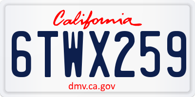 CA license plate 6TWX259