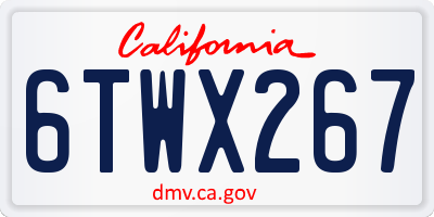 CA license plate 6TWX267