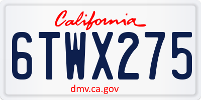 CA license plate 6TWX275