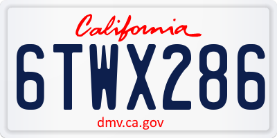 CA license plate 6TWX286