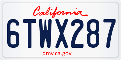 CA license plate 6TWX287