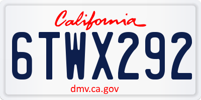 CA license plate 6TWX292
