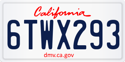 CA license plate 6TWX293