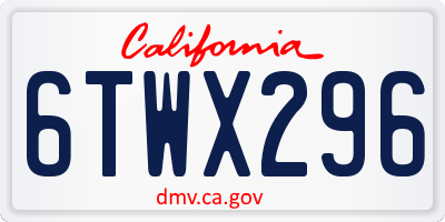 CA license plate 6TWX296