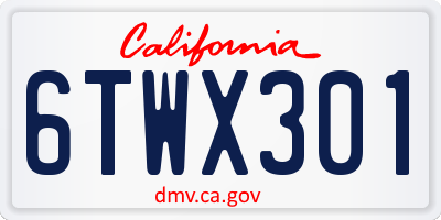 CA license plate 6TWX301