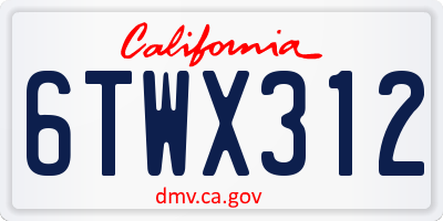 CA license plate 6TWX312