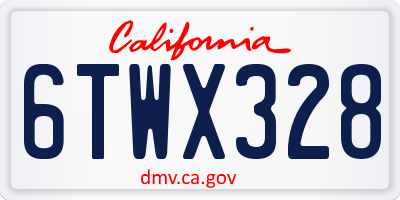 CA license plate 6TWX328