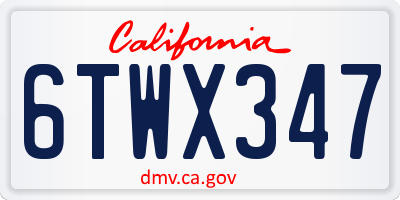 CA license plate 6TWX347