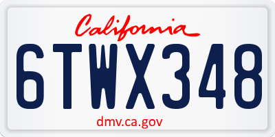 CA license plate 6TWX348