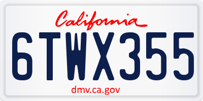CA license plate 6TWX355