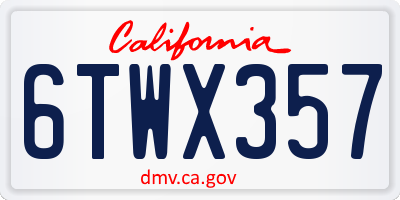 CA license plate 6TWX357