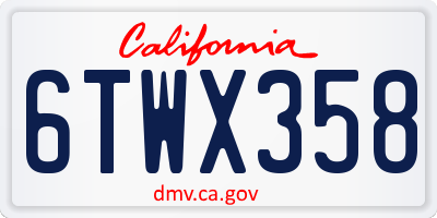 CA license plate 6TWX358
