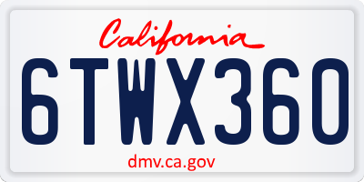 CA license plate 6TWX360