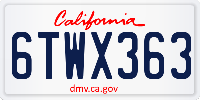 CA license plate 6TWX363