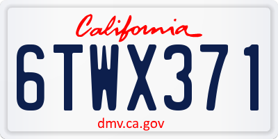 CA license plate 6TWX371