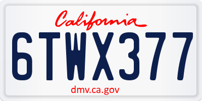 CA license plate 6TWX377