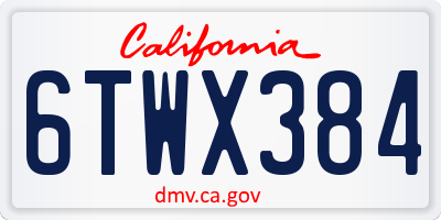 CA license plate 6TWX384